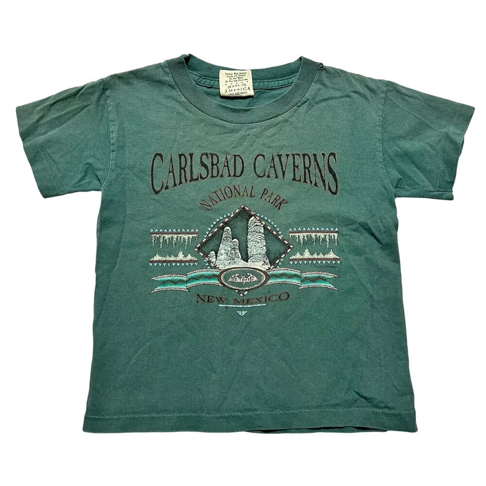 Vintage Carlsbad Caverns National Park T Shirt Prairie Mountain USA Youth 6-8